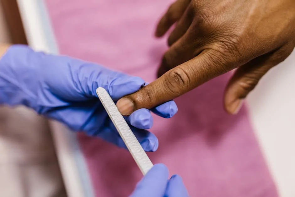 Person filer en negl til den rigtige negleform med neglefil